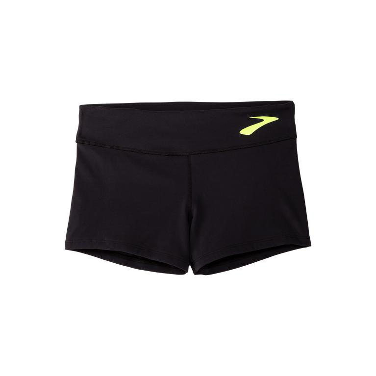 Brooks SPEEDWORK TIGHT Running Shorts Womens Outlet - Black/Nightlife/GreenYellow (ANZ627985)